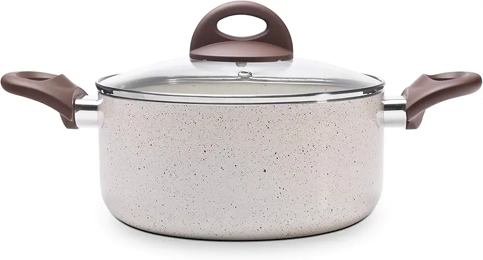 Brinox - Caçarola com tampa e fundo de indução Cerâmic Life 2,55L 20cm - Vanilla