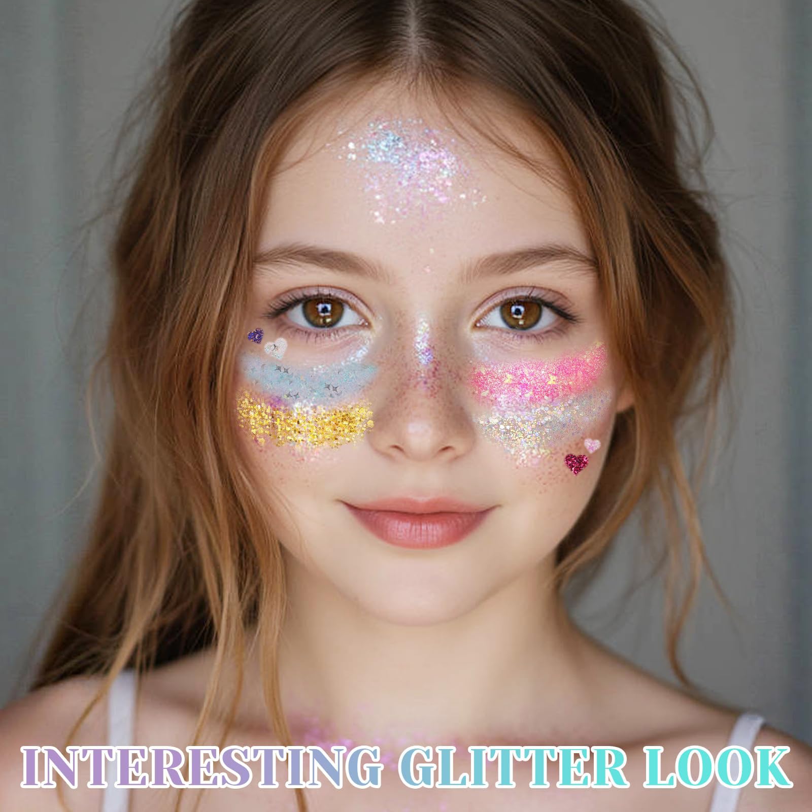 40 Colori Palette Ombretti Glitter, Palette Make Up per Corpo e Viso, Gel Glitter per Ombretti, Make Up Adulti Bambini, Set Trucco Carnevale Feste e Halloween