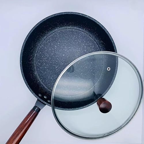 Miniatura 9 de Sartén antiadherente, sartén de granito antiadherente con tapa de vidrio, sartén para saltear con tapa (sartén con tapa de 10 pulgadas)