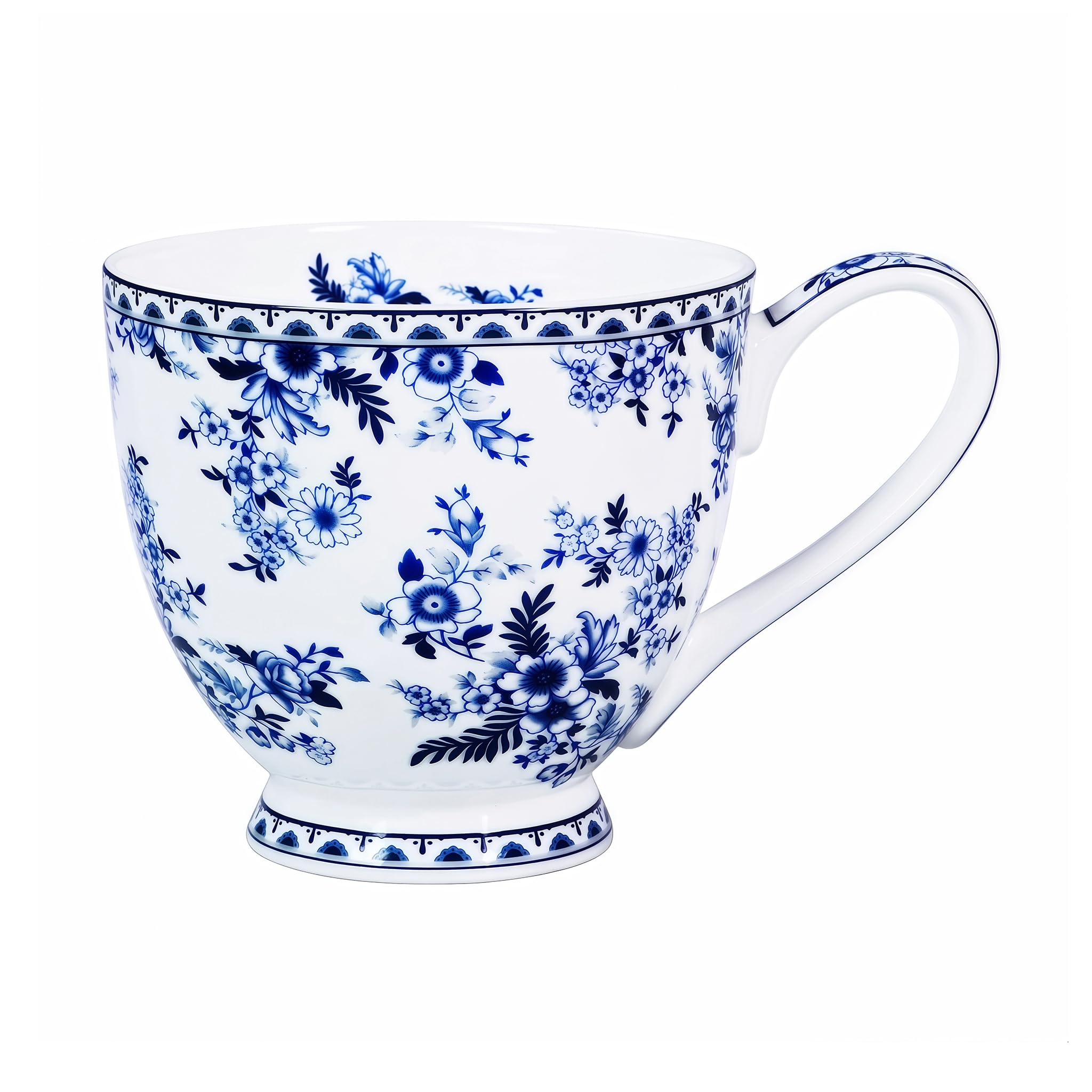 LanHong 16 oz Floral Mugs Bone China Mug Elegant Floral Coffee Tea Cup - Microwave Dishwasher Safe Mug Perfect for Coffee, Tea,Hot Beverages - Ideal