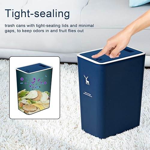 Miniatura 3 de XPIY Bote de basura con tapa, 2 paquetes de 4 galones15 litros con tapa superior a presión, bote de basura pequeño a prueba de perros, bote de