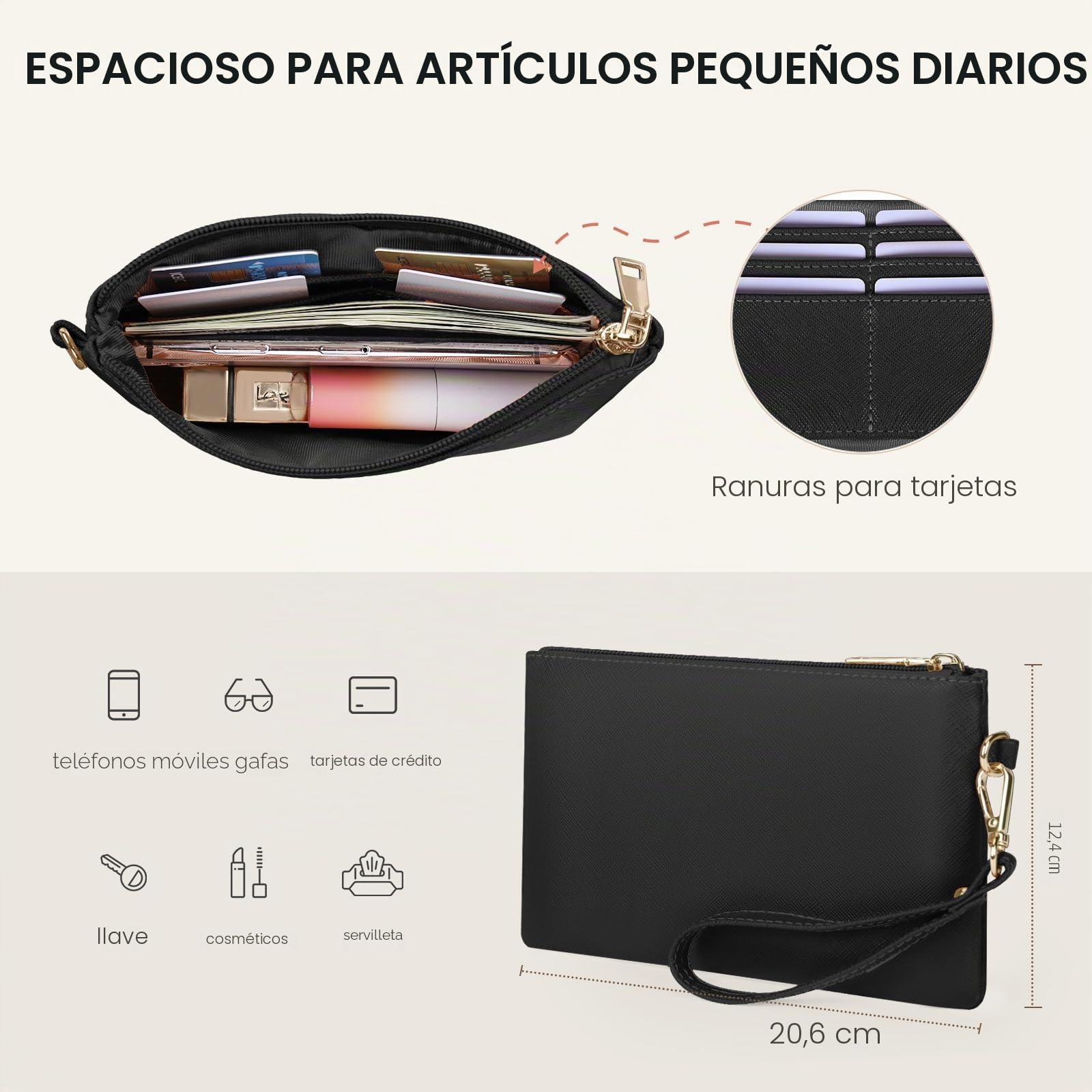 RAINSMORE Bolso Grande Mujer Cuero PU Shopper Impermeable Portatil Ordenador 15.6 Pulgadas Tote 2 Piezas para Universidad Oficina Trabajo Negro