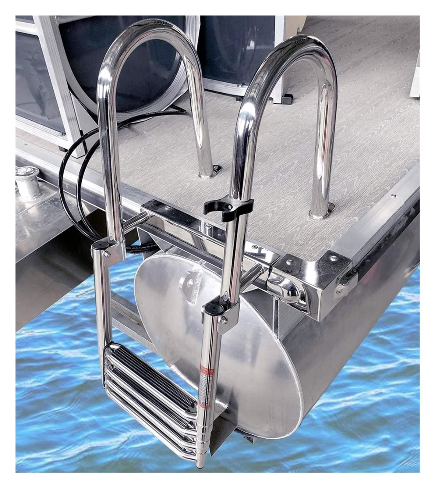 Scaletta per Barche Scaletta Galleggiante Pieghevole Telescopica/Scaletta per Barche, Scalette per Piscina/Yacht/pontone in Acciaio Inossidabile a 4 Gradini, con Corrimano e Gradini Antiscivolo