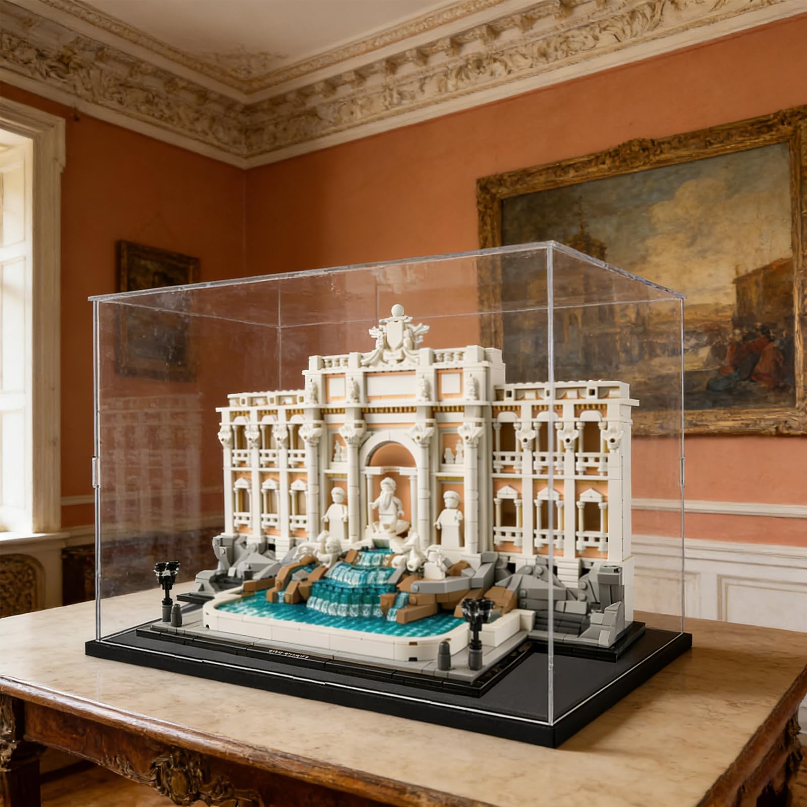 Vitrine Acrylique pour Collection pour 21062 Lego Fontaine Trevi pour 42179 Planète Terre Lune 72037 42691 Figurine, Boite Plexiglas Transparente Vitrines et Rangements, Noir Intérieur 40x20x30cm - 3