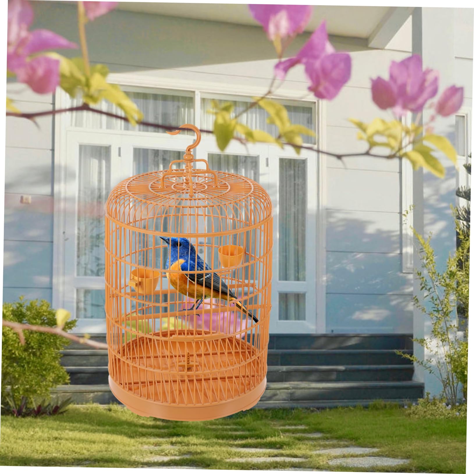 Toddmomy Gabbia per Uccelli in Plastica Rotonda Gialla Versatile ed Elegante Lavorazione Fine, come Gabbia per Uccelli Piccolo da Arredo Appesa in Casa