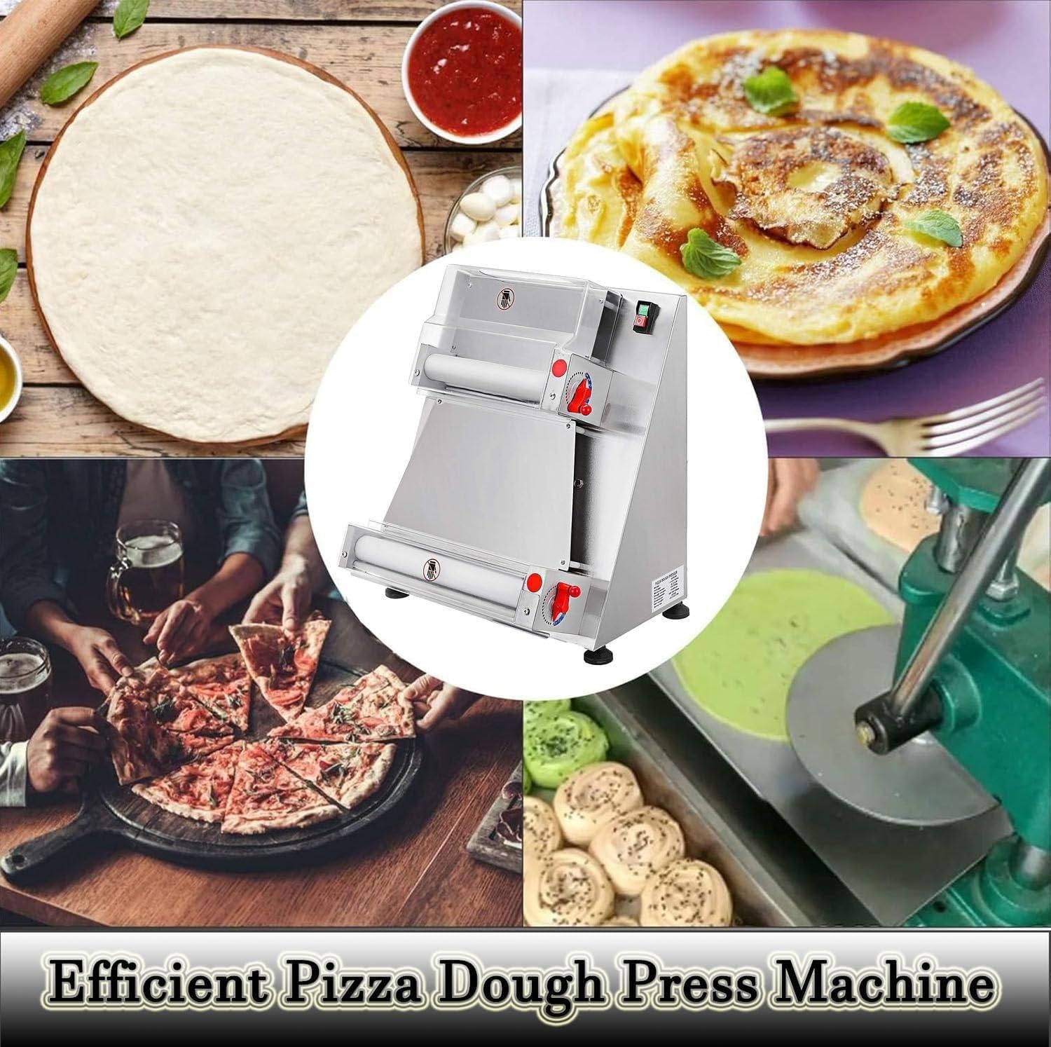 Sfogliatrice per Pizza Commerciale, pressa per Pizza Commerciale Automatica da 30/40 cm, Macchina per sfogliare la Pizza elettrica da 600 W, per ristoranti, 40 cm