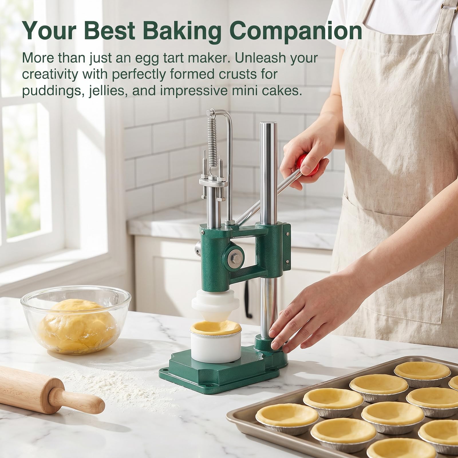 Pressa manuale per crostate all'uovo, per uso domestico, stampo per crostate di crema pasticcera, strumento per la creazione di stampi per crostate di crema pasticcera, per uso domestico, ristorante
