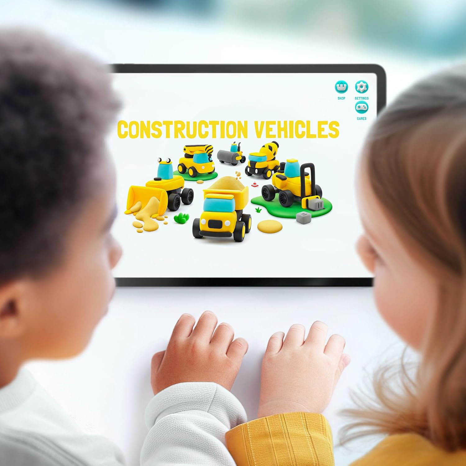 Hey Clay Construction Vehicles, Air Dry Clay Kit with Interactive App for Kids & Tweens, Modeling Clay and Crafts Set for Kids Ages 5 to 11