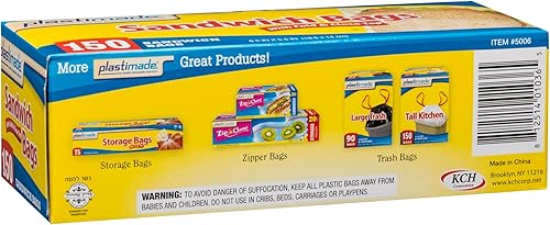 Miniatura 4 de Plastimade Bolsas desechables de plástico para sándwich con cierre plegable superior 300 bolsas, ideal para el hogar, oficina, vacaciones, viajes,