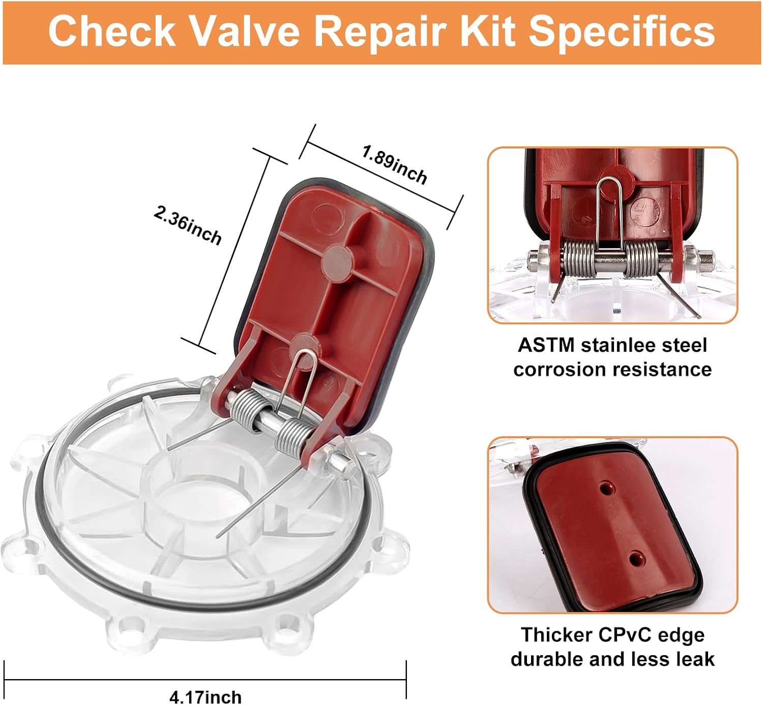 CVILL 7056 Check Valve Cover with Flapper Assembly Compatible with Jandy Zodiac Spring Check Valve Models 7235, 7236, 7305, 7511, 7512 (2-Pack)