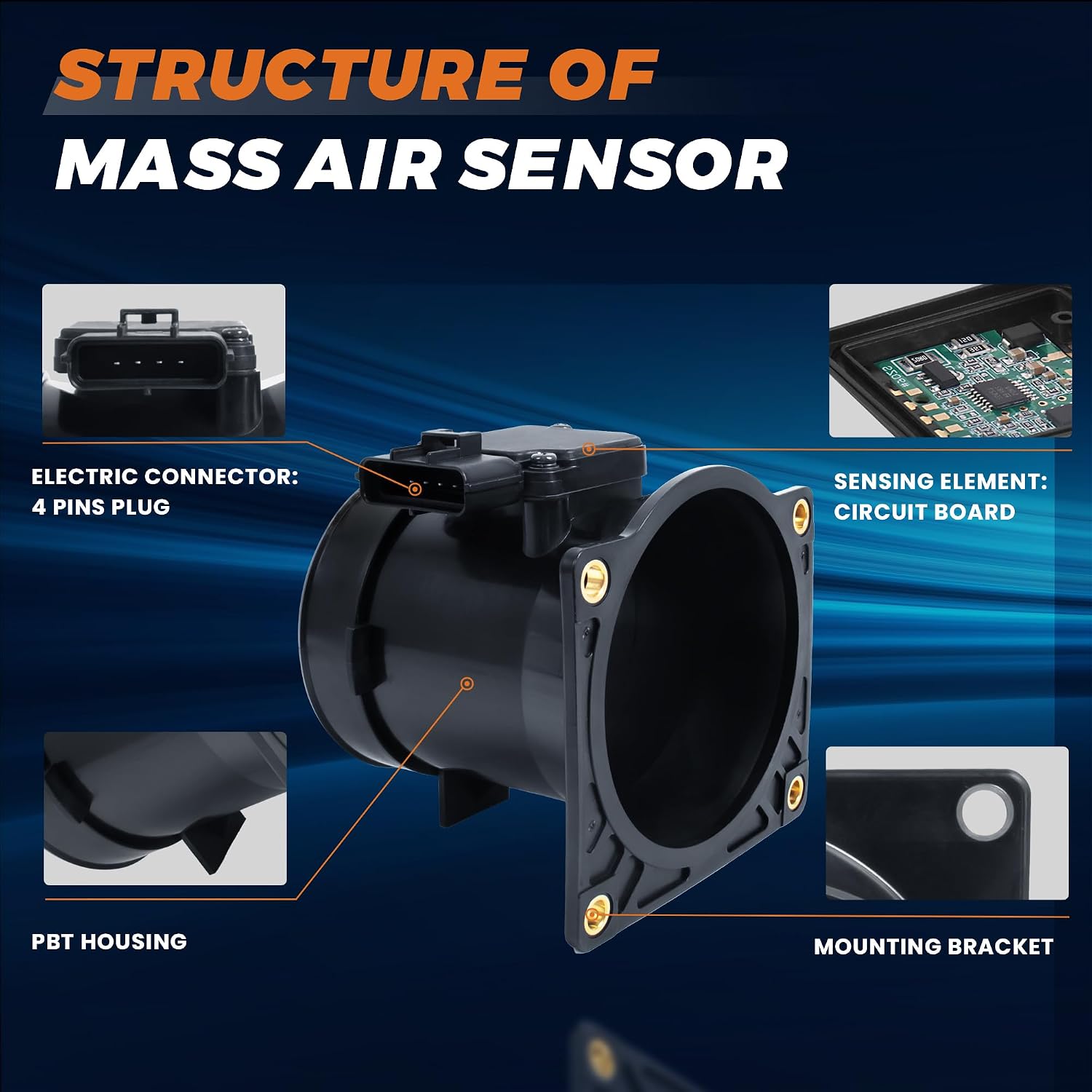 KUIPERAUTO Mass Air Flow Sensor MAF Compatible for 1999-2003 Ford F-150 F-250 F-350 Direct Replacement AFLS158