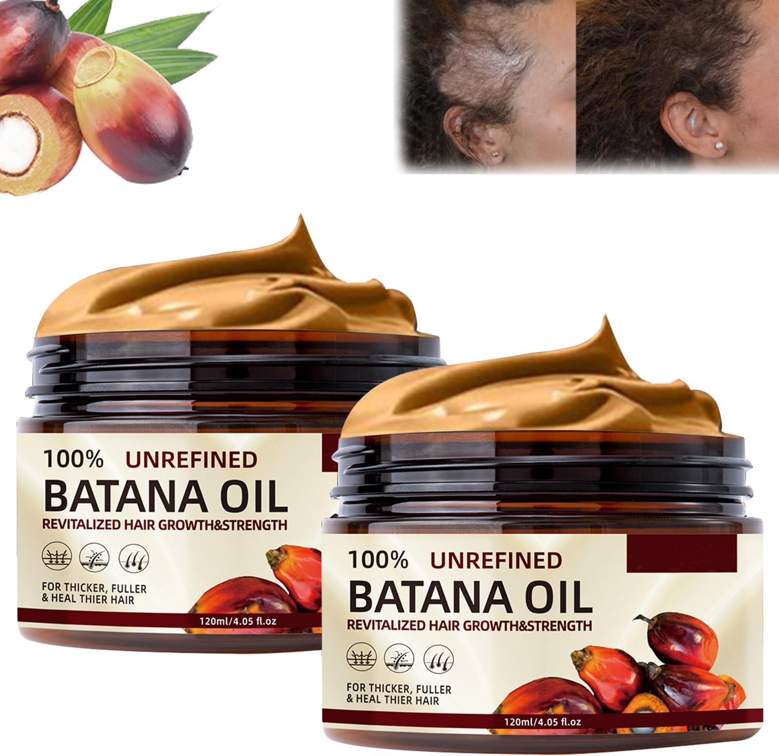 Organic Raw Batana Oil, Hair-Treatment Promotes Growth, Nourishes Hair, Enhances Shine, 29.5735 fl oz (1 Ounce)