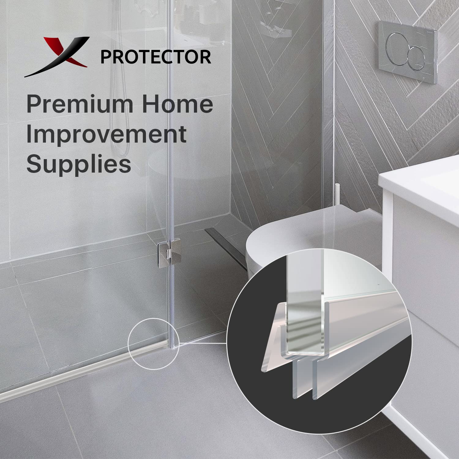 Frameless Shower Door Bottom Seal XProtector 40" Shower Door Seal