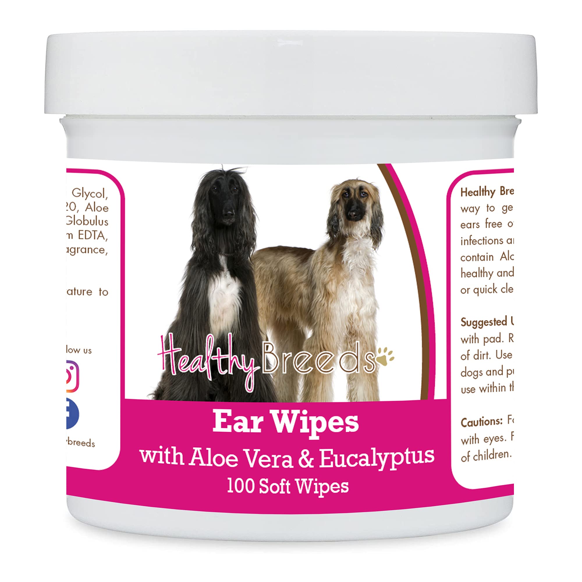 Healthy Breeds Afghan Hound Ear Cleaning Wipes with Aloe &amp; Eucalyptus for Dogs 100 Count