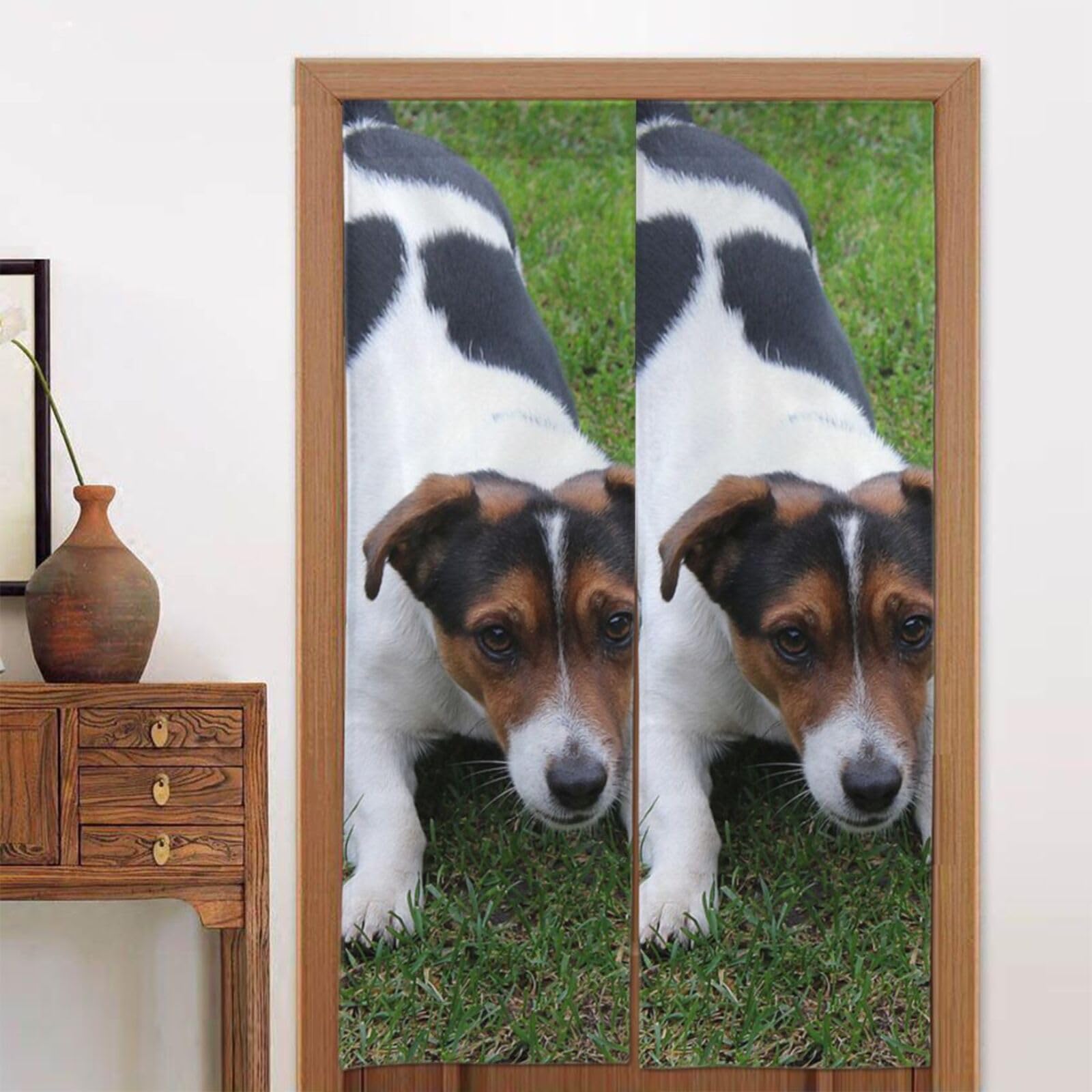 Rideau de porte style japonais occultant motif Jack Russell