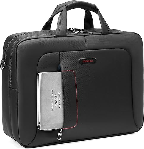 Miniatura 6 de iDemoo ELITE - Bolsa para laptop de 16 pulgadas con correa para el hombro, color negro azabache, maletín para laptop, expandible, resistente al