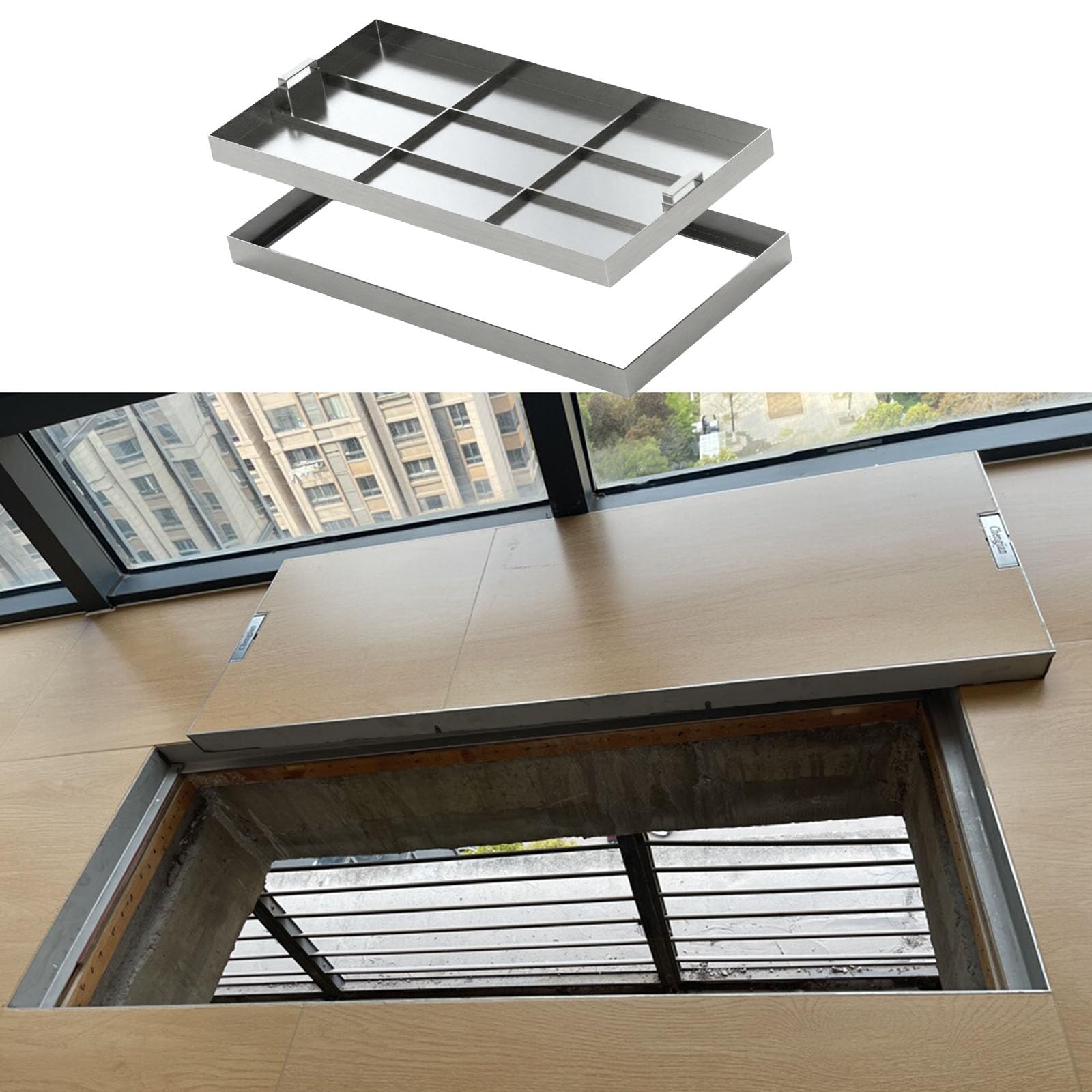 Copertura invisibile per pozzetto per pavimentazione in acciaio inossidabile 304, con manico retrattile, per esterni/cortili/giardino/autostrada