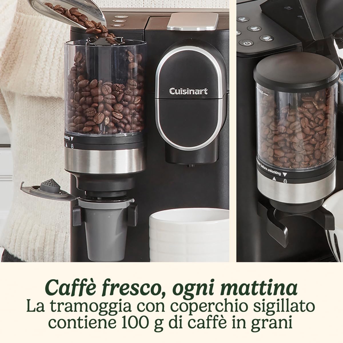 Cuisinart One Cup Grind And Brew - Machine à café avec broyeur intégré | Grain à moudre, Café filtre en portion individuelle | choisissez 3 tailles de tasse | Dosette filtrante réutilisable | Noir