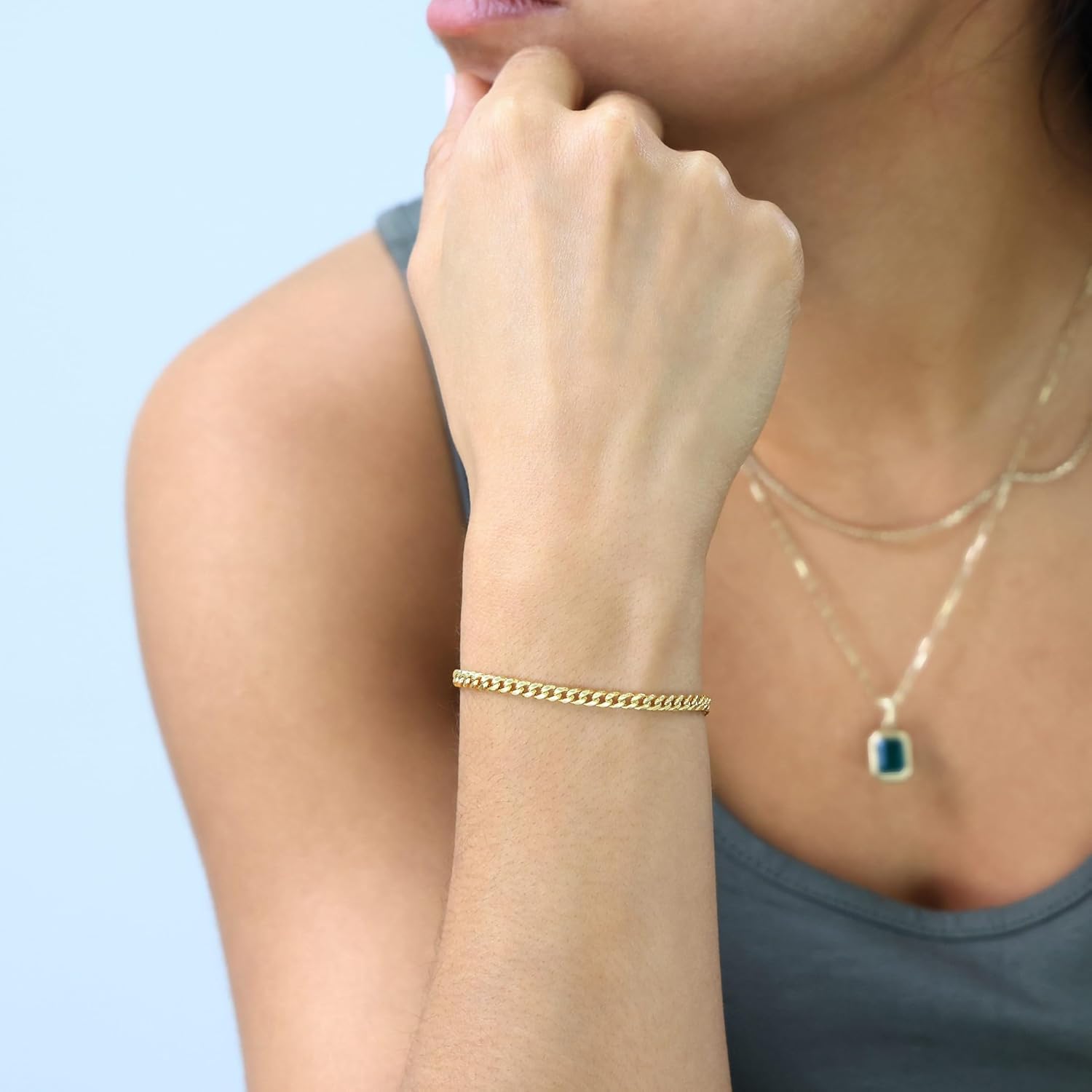 Nuragold 14k Real Yellow Gold Miami Cuban Link 4mm Chain Bracelet (7"-9") Italian Jewelry for Men & Women