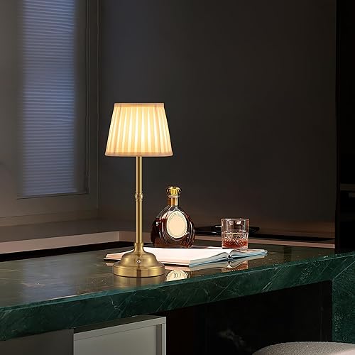 Vista 9 de KDG Portables Cordless Table Lamp, Fabric Shade Desk Lamp, 4000mAh Rechargeable Battery Powered Lighting, Dimmable Light for Dining Room, Bedroom