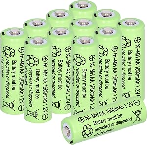 1.2 Volts 1600mAh High Capacity Rechargeable AA Batteries,Double A Pre-Charged NiMH Battery for Baby Monitors, Smoke Alarms, Microphones, Walkie Talkie(12 Counts)