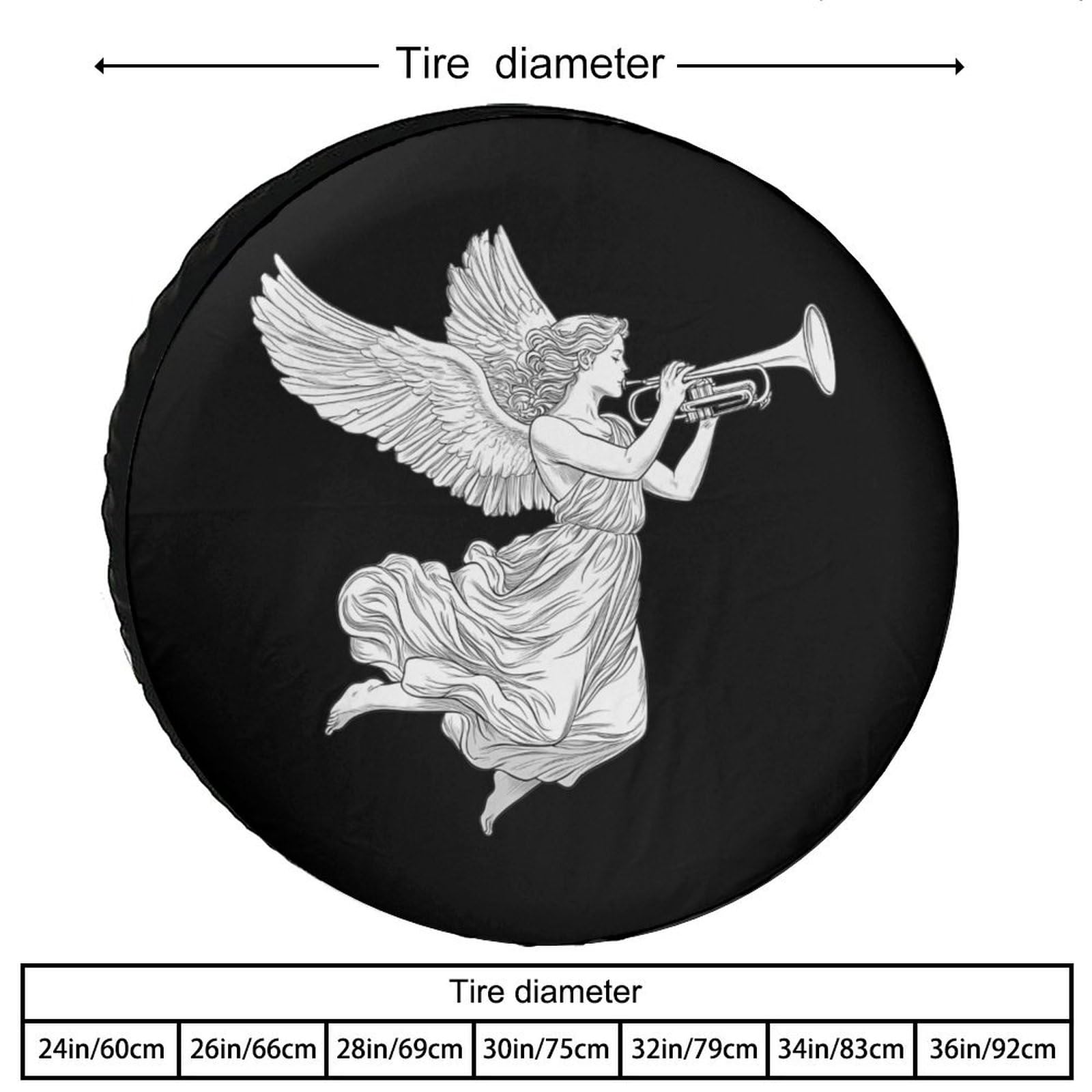 Flying Angel with A Trumpet Spare Tire Cover Oxford Waterproof Wheel Protectors Universal Car Accessories 28inch