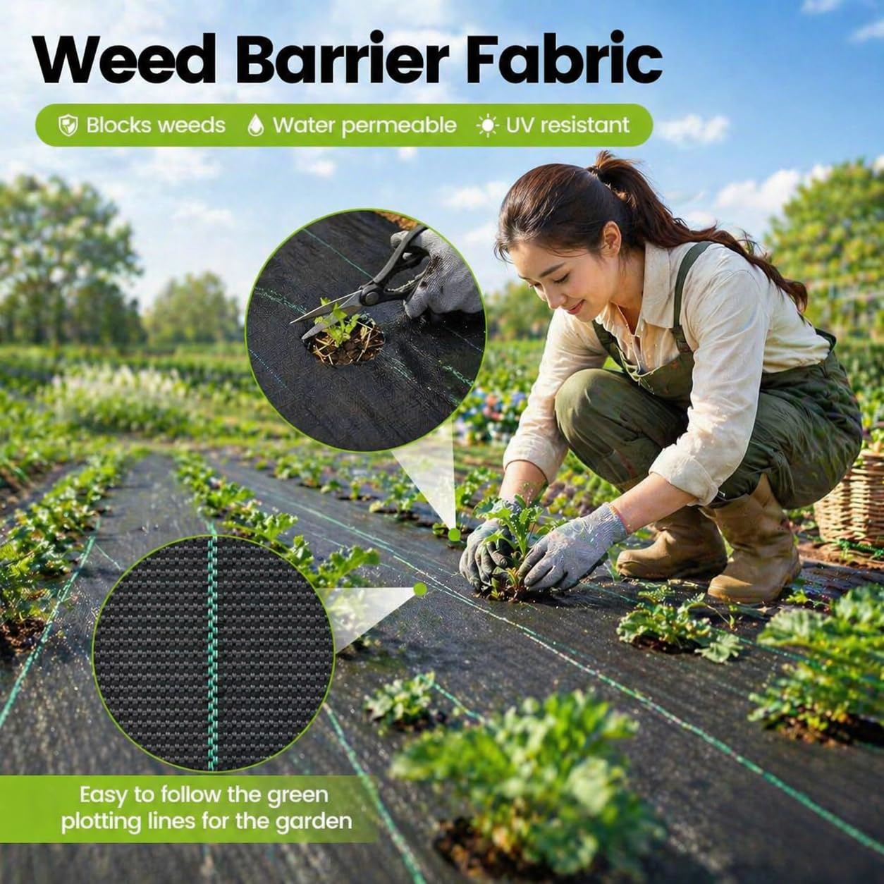 Telo anti-erbacce, 1,83 m x 91,4 m, senza sostanze chimiche, traspirante, permeabile all'acqua, per giardino, vialetto, paesaggistica