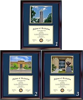 Kansas Diploma Frame - Photo Option #2 - Walnut Frame