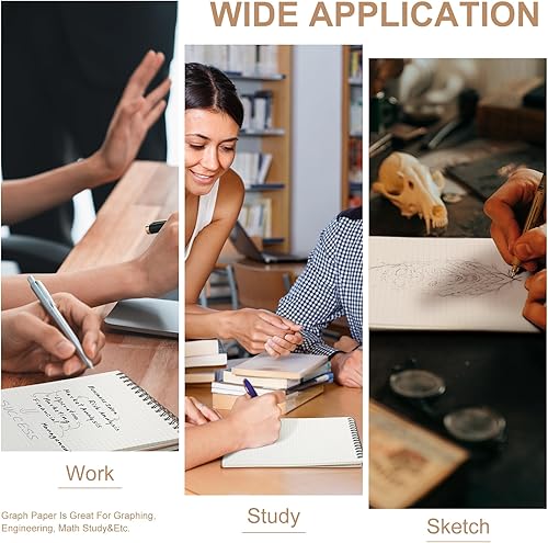 Miniatura 4 de Paquete de 12 bloc de notas de papel cuadriculado A5, bloc de notas encuadernado con alambre, bloc de notas de esteno, bloc de notas de tapa dura,