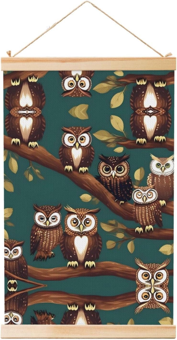 Magic Owel Print Poster Hanger,Hanging Poster, Poster Frame,Wood Poster Hanger, For Wall Hanging