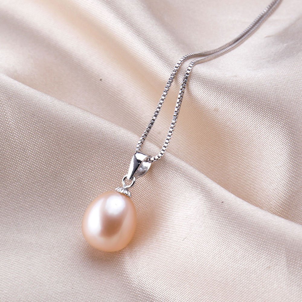 Kim Johanson Damen Perlen Schmuckset "Chic" aus 925 Sterling Silber mit echten rosa Süßwasser Perlen Halskette & Ohrringe inkl. Schmuckbeutel