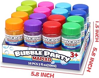 16 Pack Bubble for Kids Party Favors, Bubble Bottle with Wand Attached to The Cap, 8 Colors Bubbles Bulk Set with Gift Box, Blow Bubbles Solution Toy for Birthday, Summer, Goody Bag Stuffers Supplies