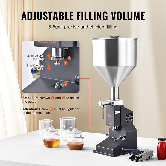 VEVOR Pneumatic Paste Liquid Filling Machine, 5-50ml Bottle miniatura 5