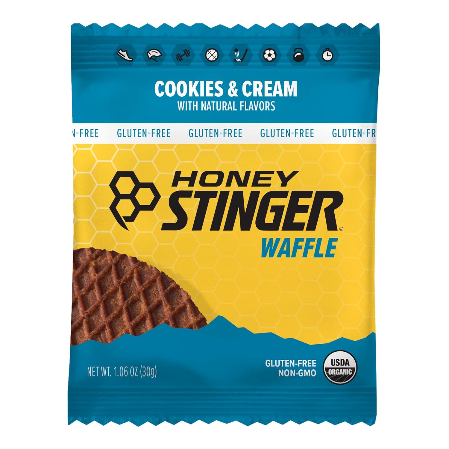 Honey Stinger Organic Gluten Free Cookies & Cream Waffle | Energy Stroopwafel for Exercise, Endurance and Performance | Sports Nutrition for Home & Gym, Pre and Post Workout | 12 Waffles, 12.72 Ounce : Everything Else