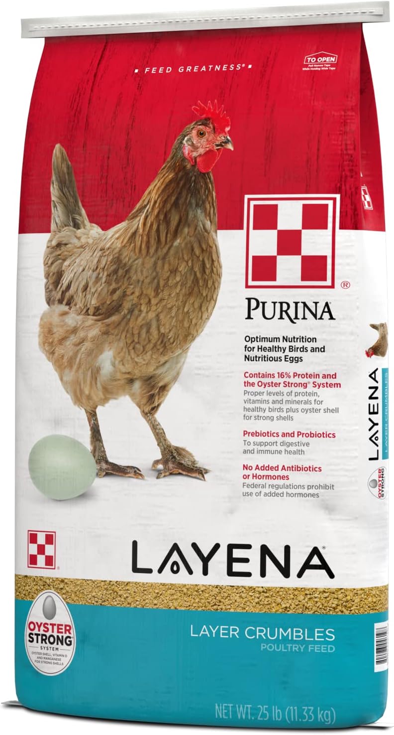 Purina Layena | Nutritionally Complete Layer Hen Feed Crumbles - Chicken Feed | 25 Pound (25 lb) Bag