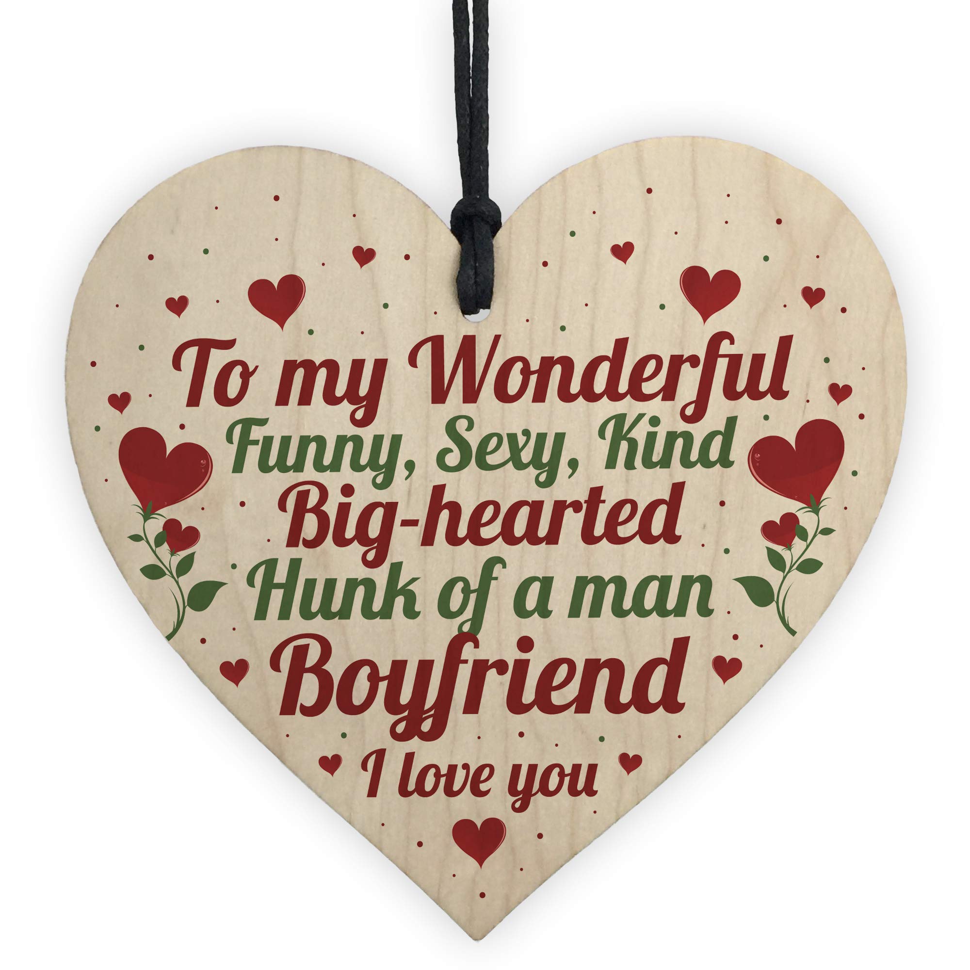 Red Ocean Valentines Anniversary For Boyfriend For Him Handmade Wooden Heart Sign Keepsake Present