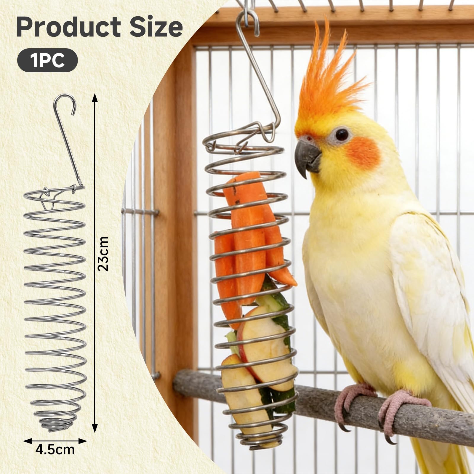 Millet Holder for Bird Cage, Bird Foraging Toy Feeder for Parrots Parakeet Cockatiel, Stainless Steel Bird Treat Holder and Fruit Vegetable Food Basket, Bird Cage Accessories for Play - image 2