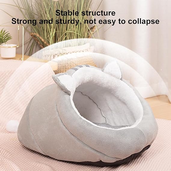 Hooded Cat Bed Cave Warm Washable Anti-Slip Non-Slip Bottom