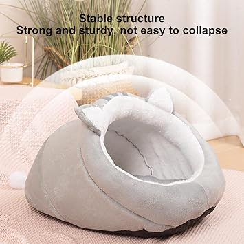 Hooded Cat Bed Cave Warm Washable Anti-Slip Non-Slip Bottom