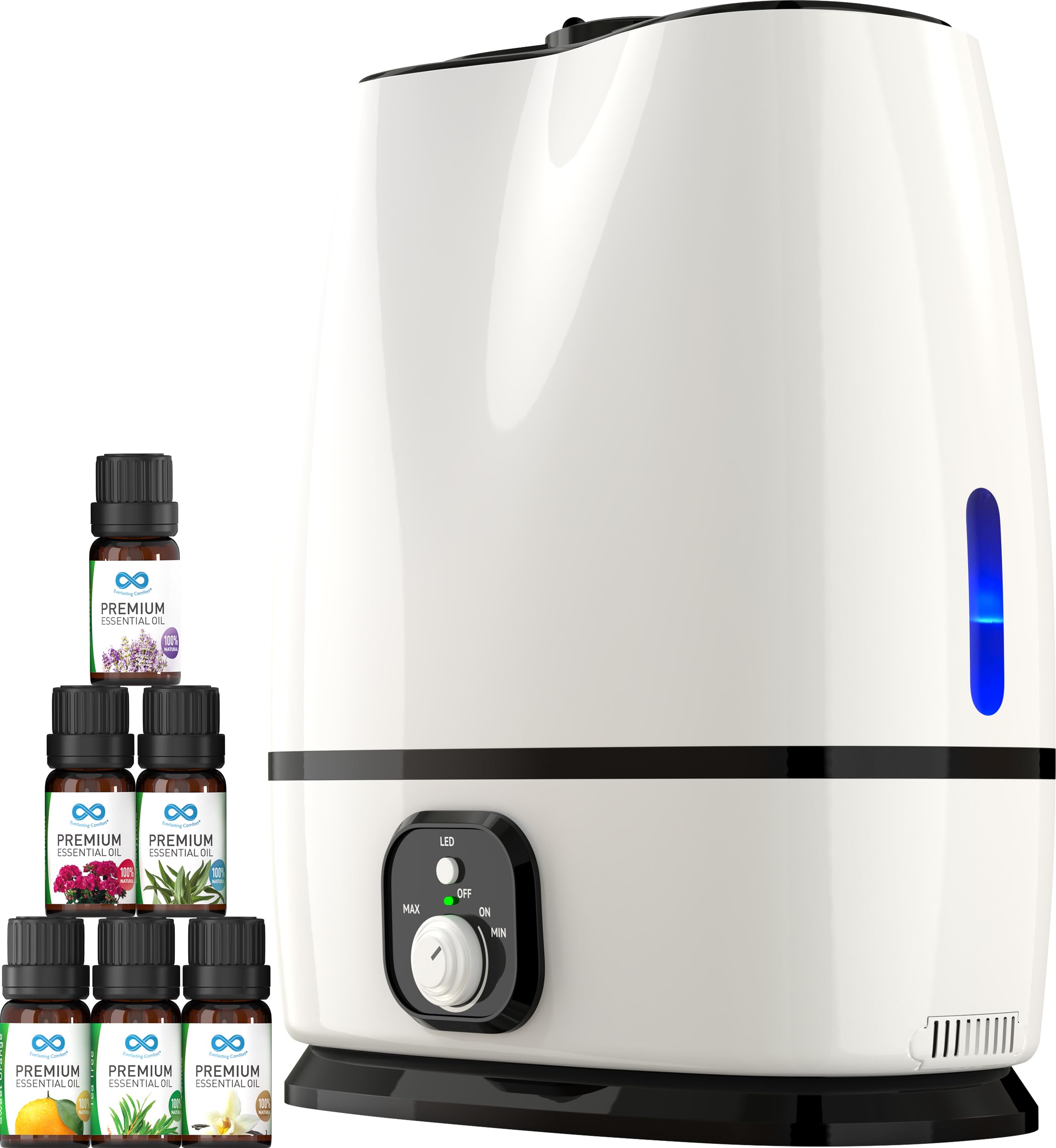 Everlasting Comfort Humidifier and Essential Oils-Ultimate Relaxation Set- Infuse Your Space with Moisture & Aromatherapy - 50-Hour Use, Allergy Relief, and Natural Fragrance