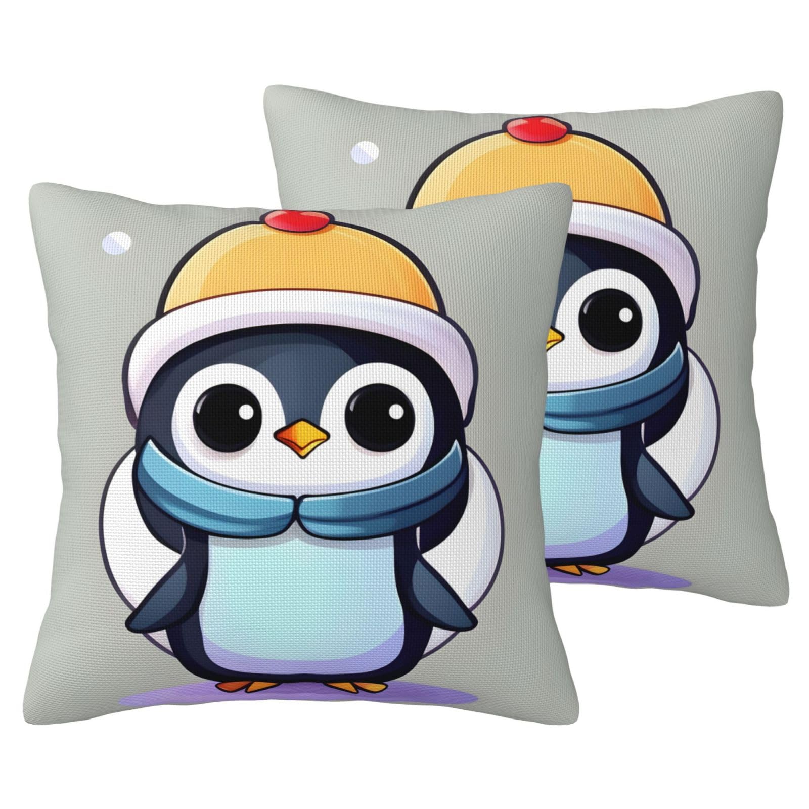 Housse de coussin pingouin EdWal lot de 2 déco pour canapé