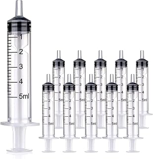 10 Packs Plastic Syringe with Measurement, No Needle Suitable for Scientific Labs, Measuring, Watering, Refilling (5ml)
