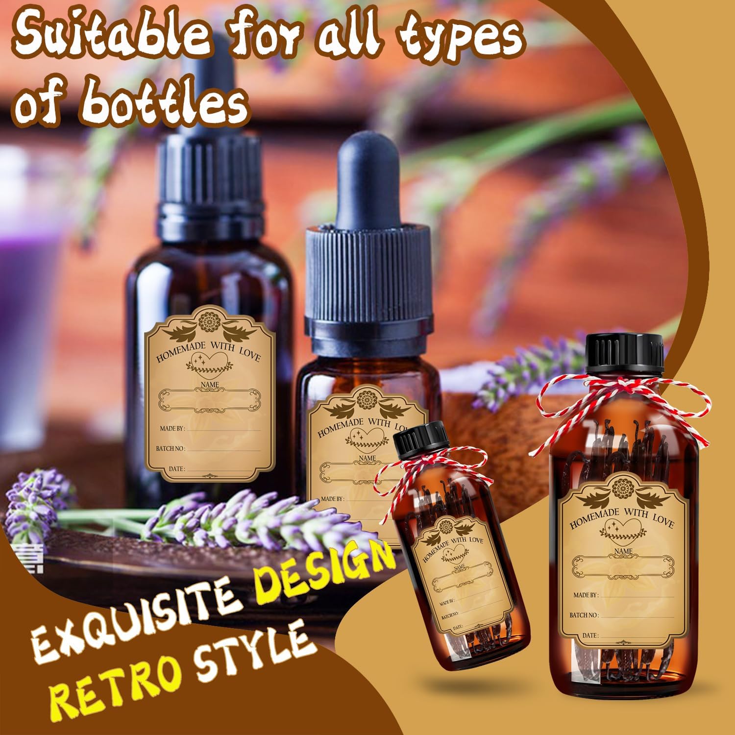 30PCS Beautifully Designed Bottle DIY Stickers for 2 oz, 4 oz Bottles image 4