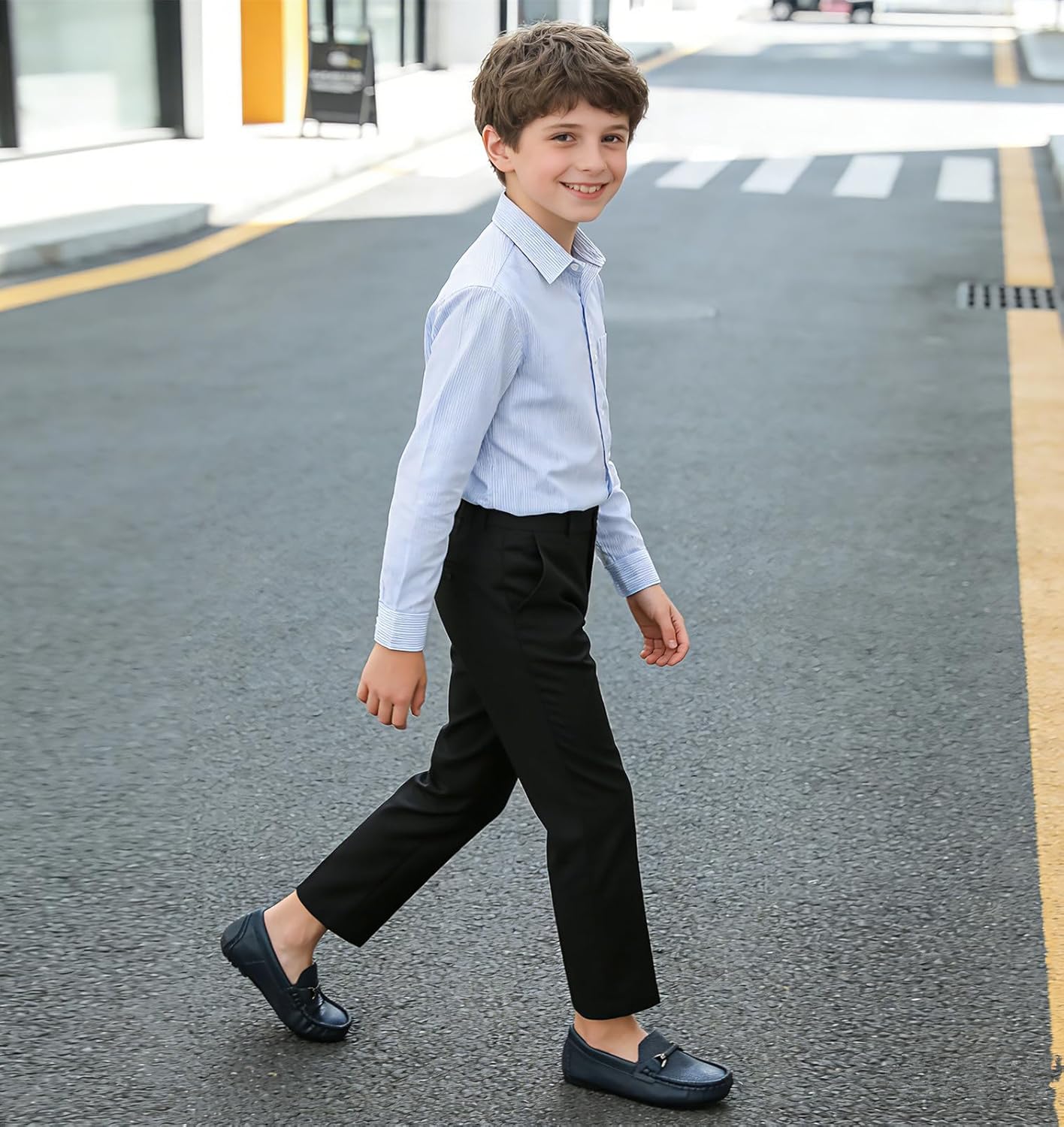 DADAWEN Boys Girls Soft Leather Loafer Casual Slip-On Moccasin Flats Dress Shoes Penny Boat Shoes School Wedding Church Loafers (Toddler/Little Kid/Big Kid) - Image 2