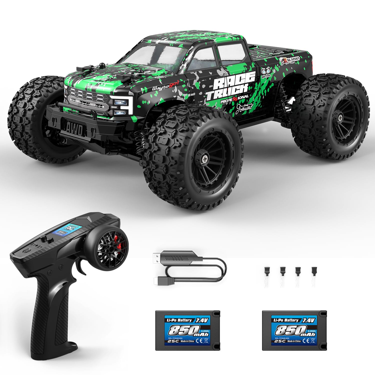 HAIBOXING 18859E 1:18 Ferngesteuertes Auto 4WD Offroad Monstertruck, 36 km/h Hochgeschwindigkeits RC Auto, wasserdicht, mit 2 Akkus – Spielzeug Geschenk für Kinder und Erwachsene