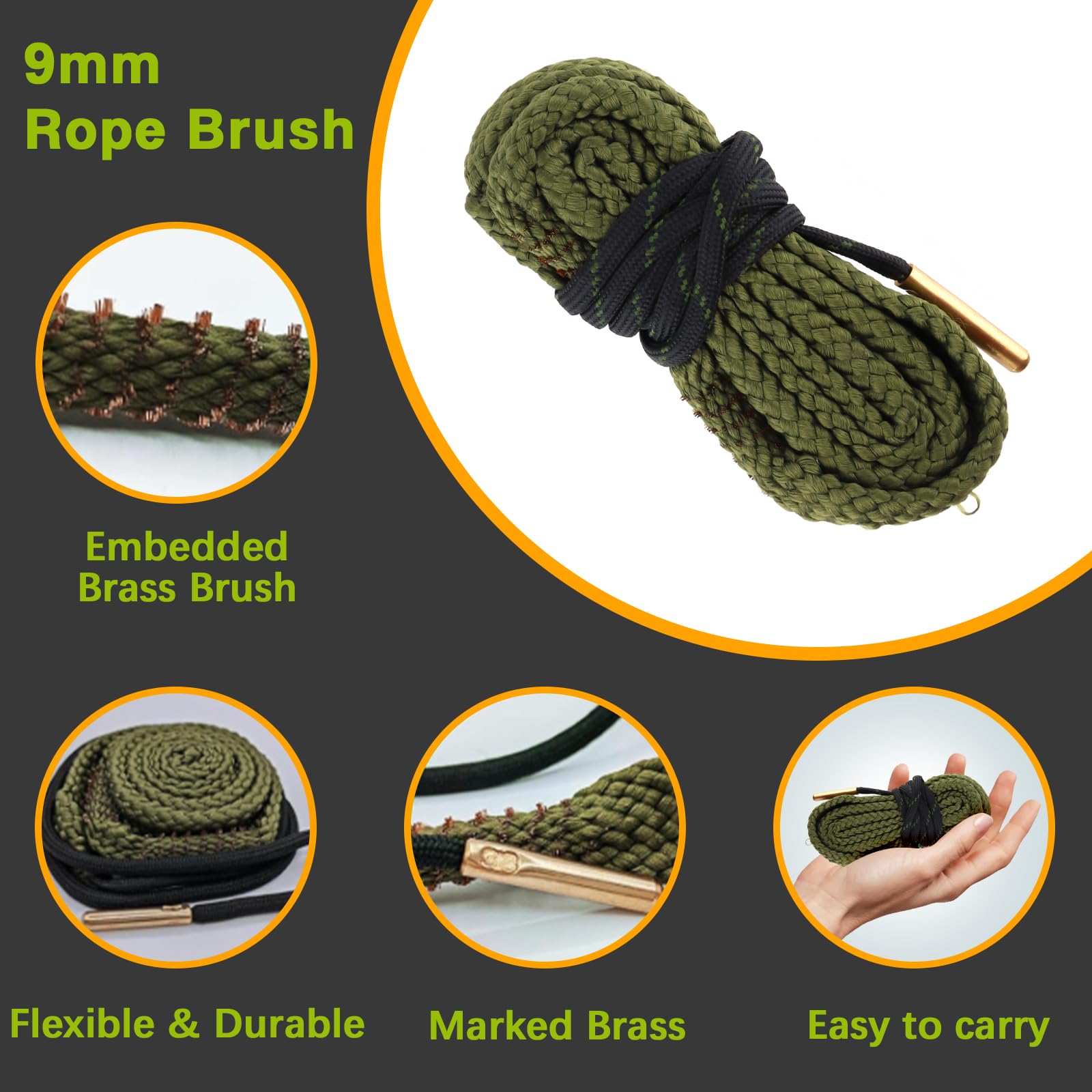 Kit de Limpieza de Armas para 45 en 1, Suministros de Limpieza para Pistolas con Cepillo de latón de Doble Punta, Botella de Aceite, indicador de recámara, Puntas ranuradas