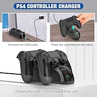 Vista 3 de Estación de carga de controlador PS4 estación de carga rápida PS4 de 18 horas estación de carga PS4 con chip de carga indicador LED base de carga