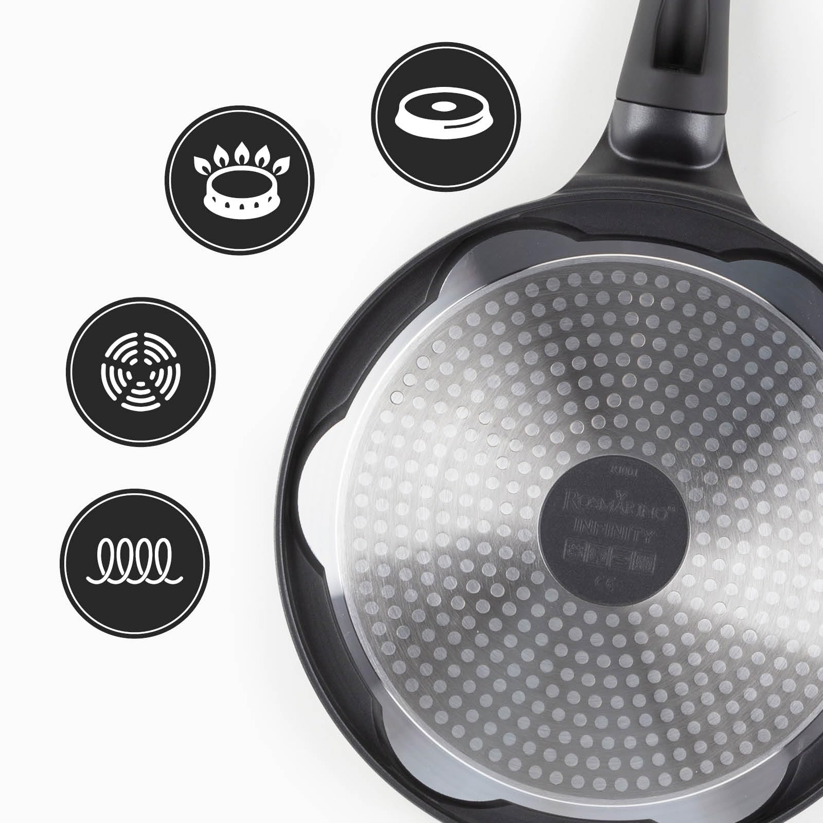 ROSMARINO Pancake Pan - Panqueque perfecto cada vez: 7 Mini formas americanas Crepes Sartén - Antiadherente, SoftTouch