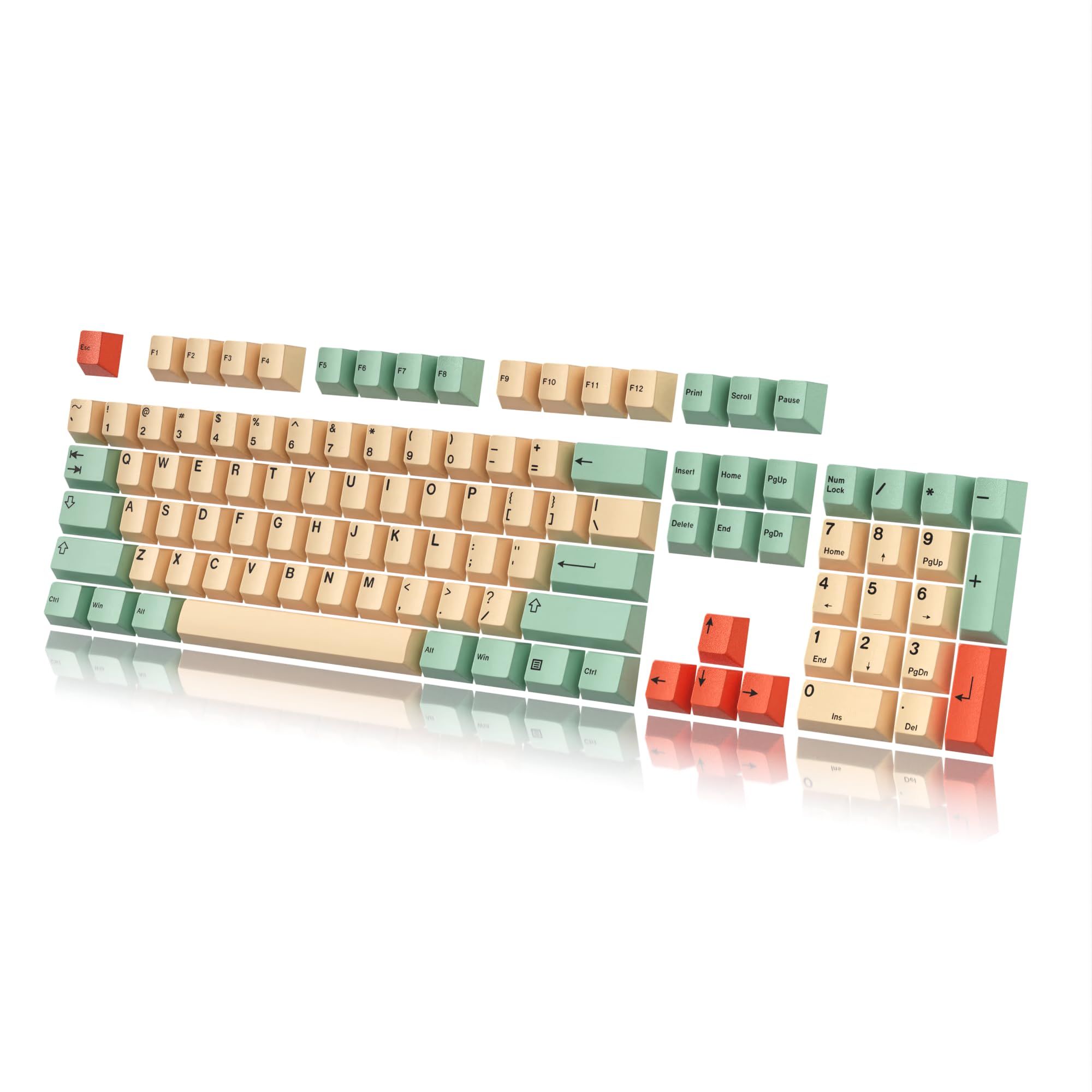 HK GAMING Custom Keycaps | Dye Sublimation PBT Keycap Set for Mechanical Keyboard | 139 Keys | Cherry Profile | ANSI US-Layout | Compatible with Cherry MX, Gateron, Kailh, Outemu | Melon