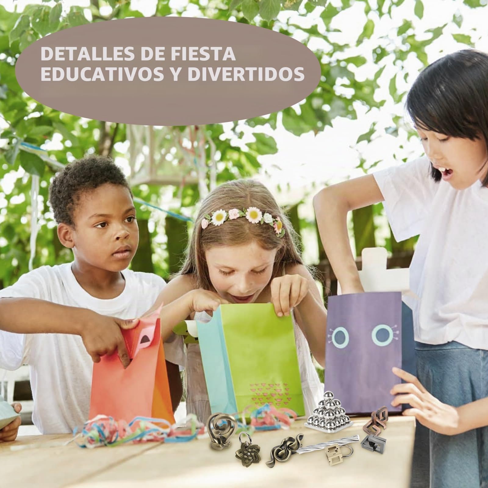 Joyeee 15 Piezas Brain Teaser Rompecabezas de Alambre de Metal, Mind Game IQ Test Unlock Toy, Interlock Challenge Puzzle Game Juguete Educativo Regalo para niños Niñas Adolescentes Adultos, #G